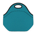Black And Blue Chevron Pattern Print Neoprene Lunch Bag