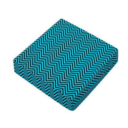 Black And Blue Chevron Pattern Print Outdoor Seat Cushion Cover