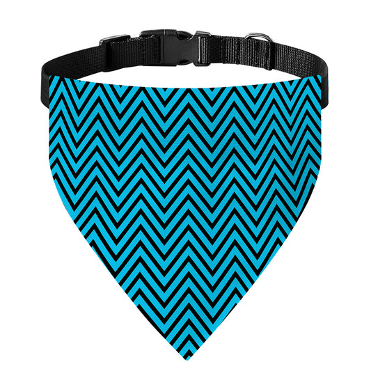 Black And Blue Chevron Pattern Print Over The Collar Dog Bandana