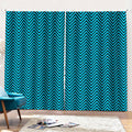 Black And Blue Chevron Pattern Print Pencil Pleat Curtains