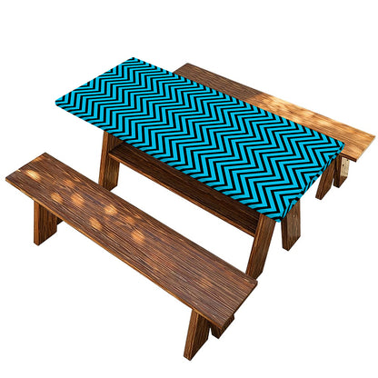 Black And Blue Chevron Pattern Print Picnic Table Cover