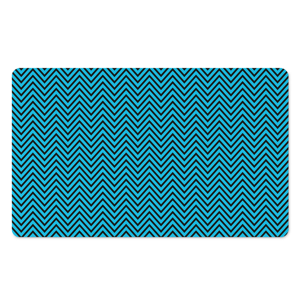 Black And Blue Chevron Pattern Print Polyester Doormat