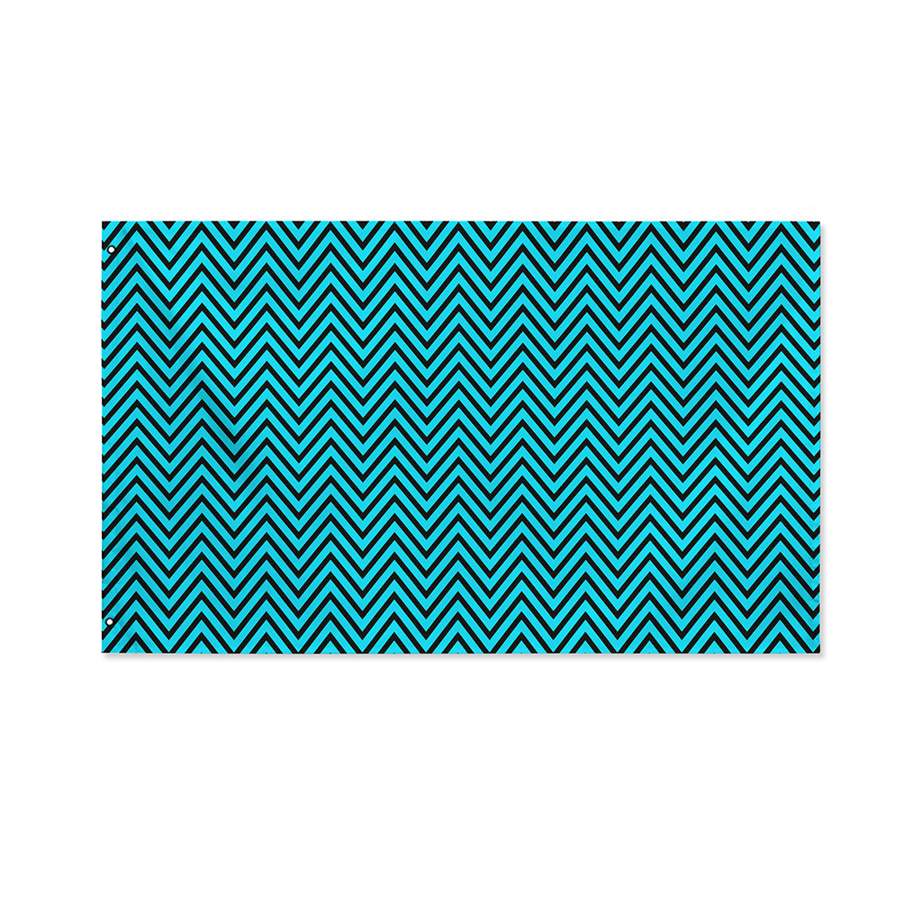 Black And Blue Chevron Pattern Print Polyester Flag