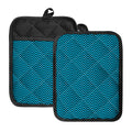 Black And Blue Chevron Pattern Print Pot Holders With Pocket