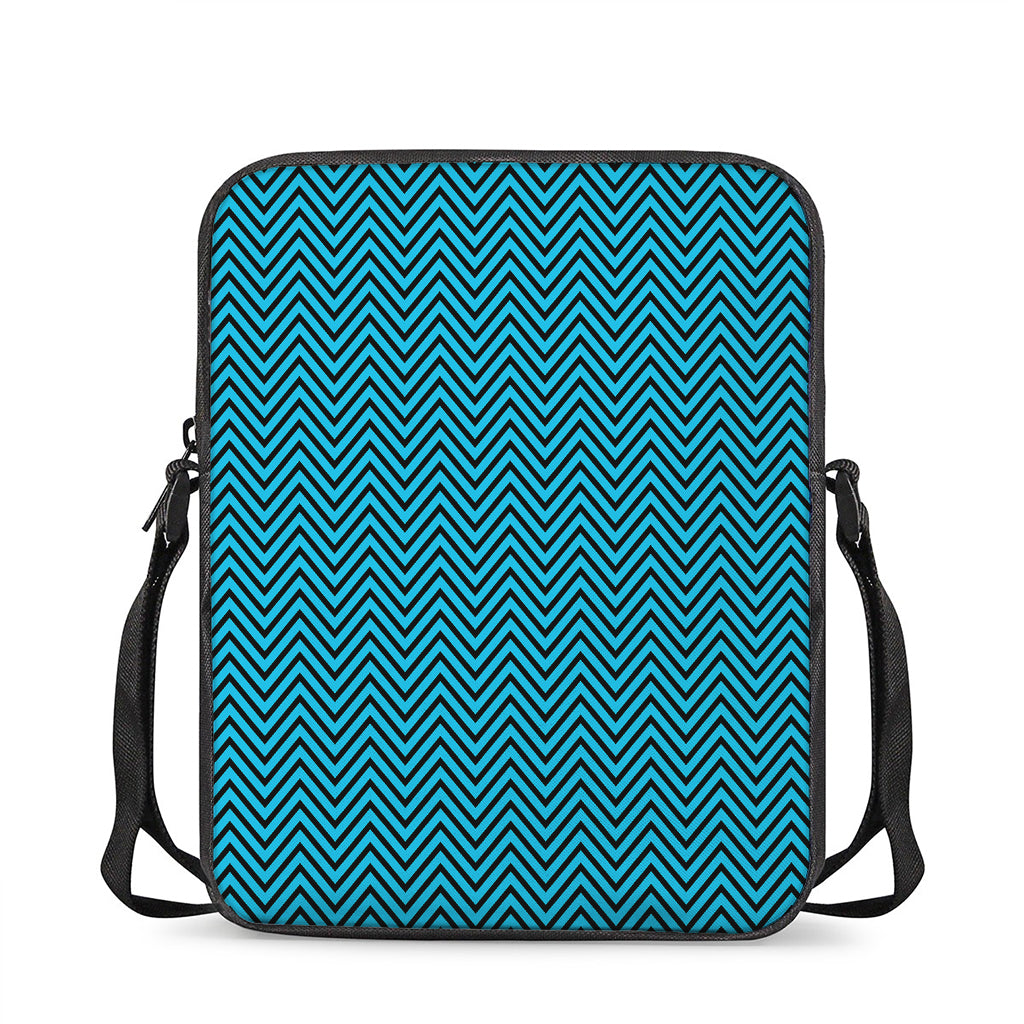 Black And Blue Chevron Pattern Print Rectangular Crossbody Bag