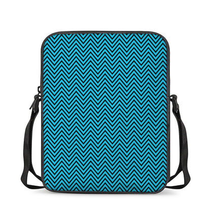 Black And Blue Chevron Pattern Print Rectangular Crossbody Bag