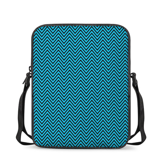 Black And Blue Chevron Pattern Print Rectangular Crossbody Bag