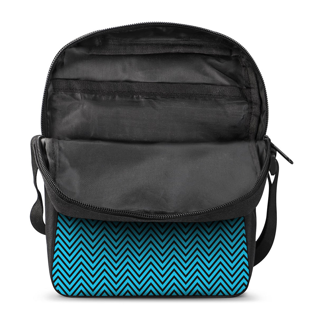 Black And Blue Chevron Pattern Print Rectangular Crossbody Bag