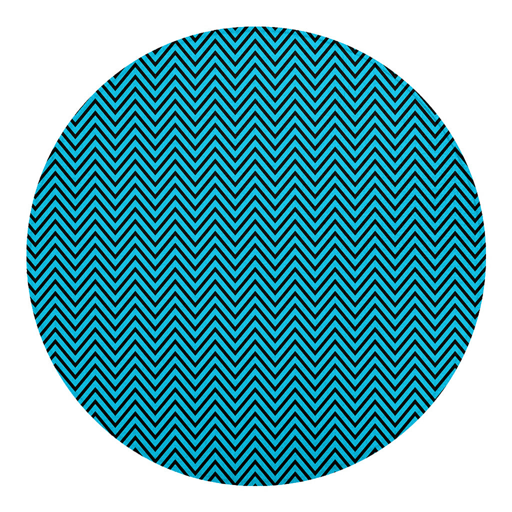 Black And Blue Chevron Pattern Print Round Blanket