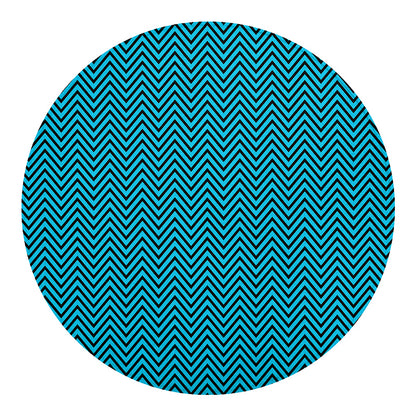 Black And Blue Chevron Pattern Print Round Blanket