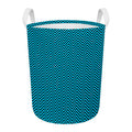 Black And Blue Chevron Pattern Print Round Laundry Basket
