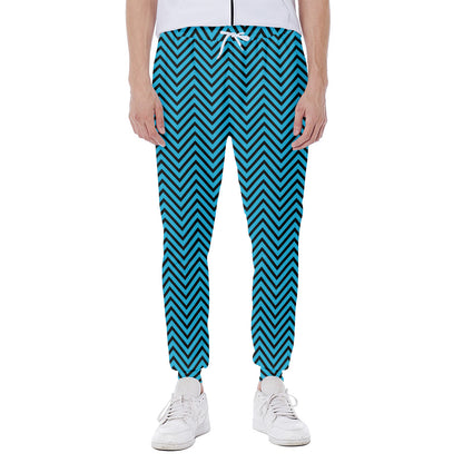 Black And Blue Chevron Pattern Print Scuba Joggers