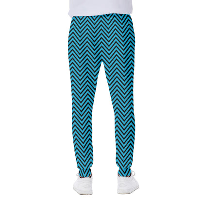Black And Blue Chevron Pattern Print Scuba Joggers