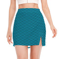 Black And Blue Chevron Pattern Print Side Slit Mini Skirt