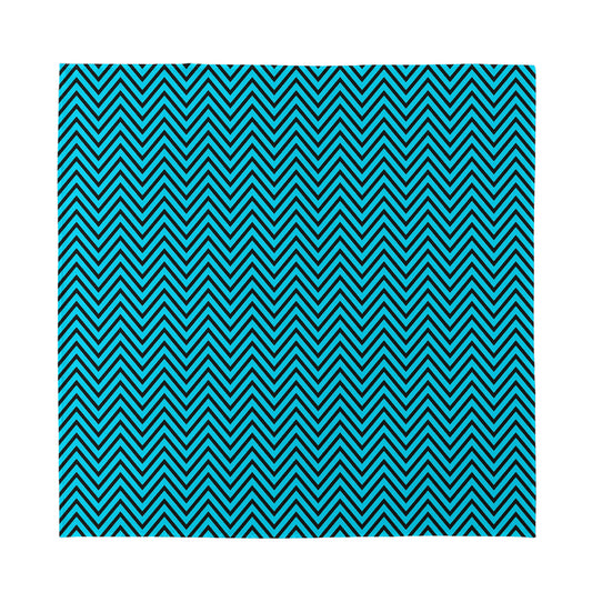 Black And Blue Chevron Pattern Print Silk Bandana