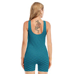 Black And Blue Chevron Pattern Print Sleeveless One Piece Swimsuit