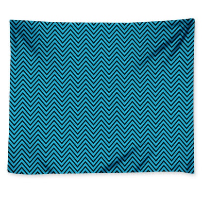 Black And Blue Chevron Pattern Print Tapestry