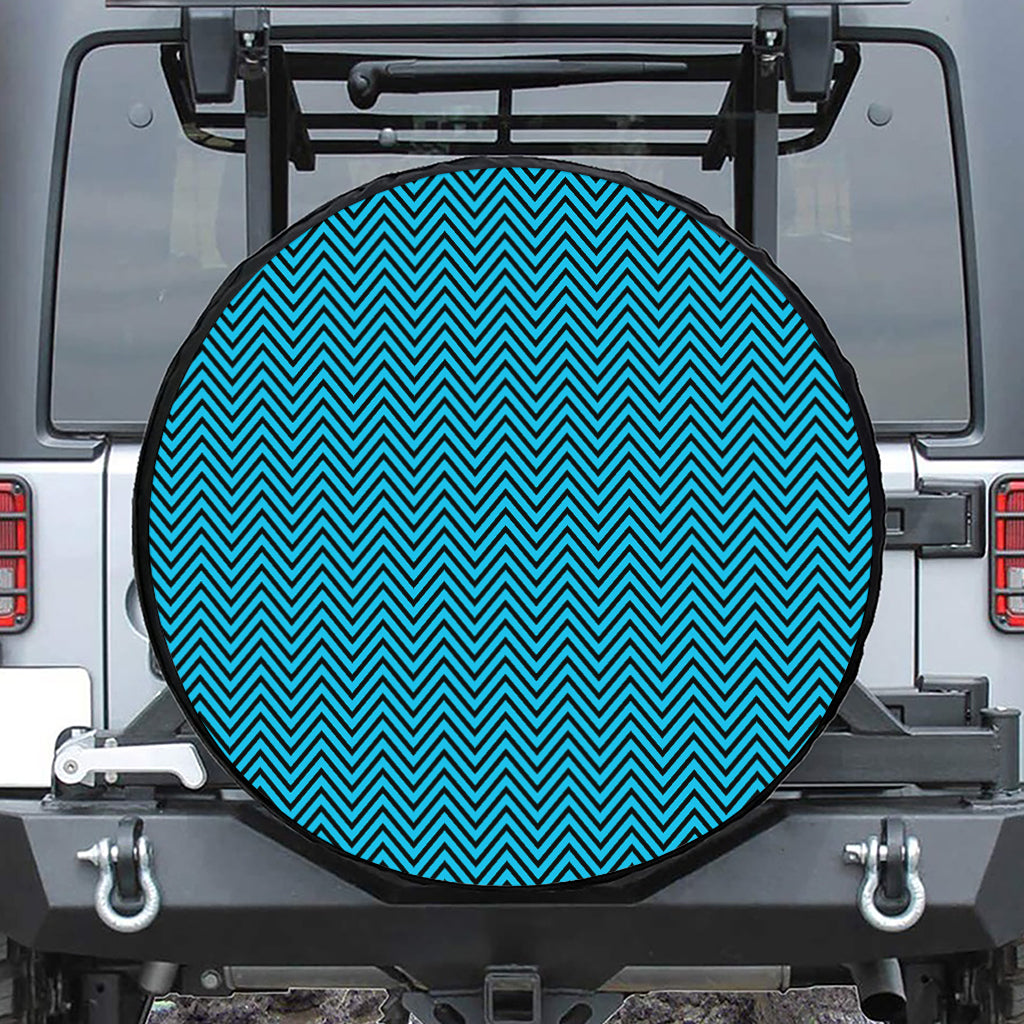 Black And Blue Chevron Pattern Print Tire Cover