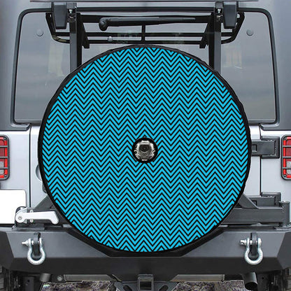 Black And Blue Chevron Pattern Print Tire Cover With Camera Hole