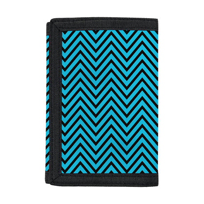 Black And Blue Chevron Pattern Print Trifold Wallet