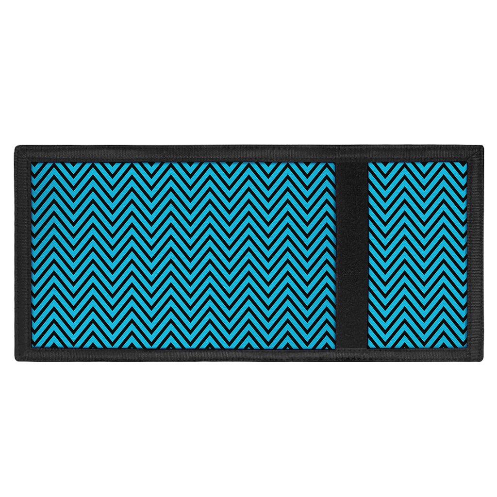 Black And Blue Chevron Pattern Print Trifold Wallet