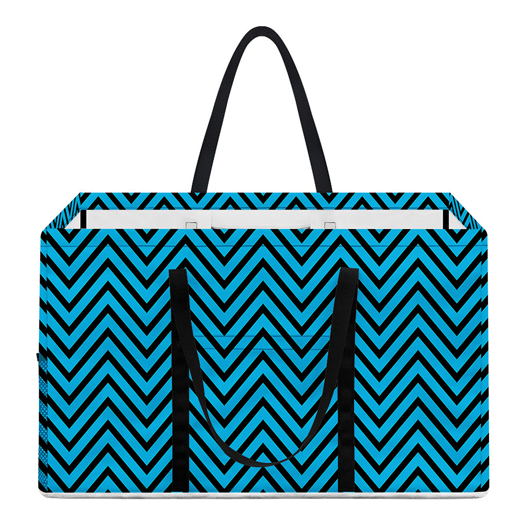 Black And Blue Chevron Pattern Print Utility Tote Bag