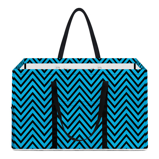 Black And Blue Chevron Pattern Print Utility Tote Bag