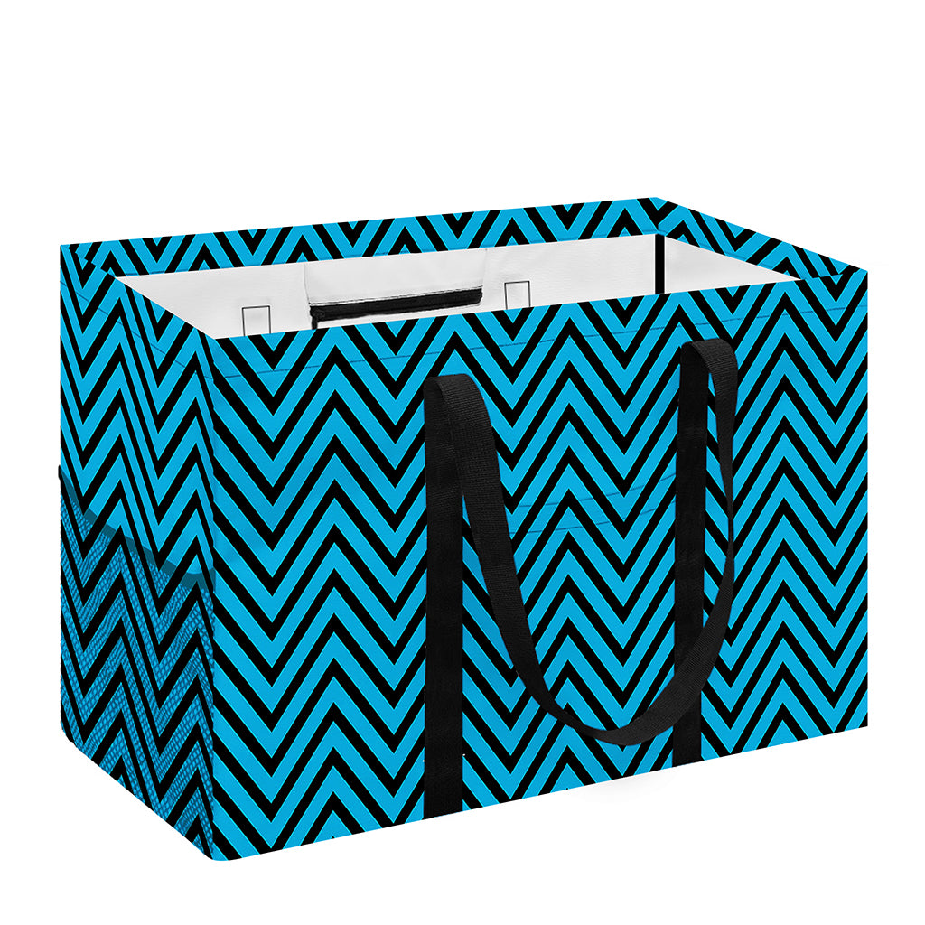 Black And Blue Chevron Pattern Print Utility Tote Bag