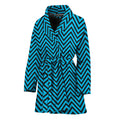 Black And Blue Chevron Pattern Print Women's Bathrobe