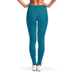 Black And Blue Chevron Pattern Print Women's Leggings