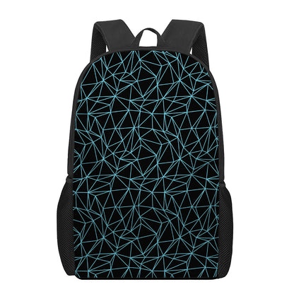 Black And Blue Geometric Mosaic Print 17 Inch Backpack
