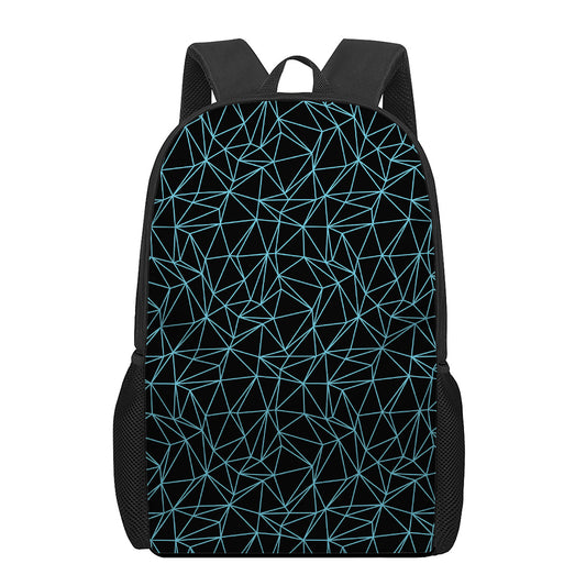 Black And Blue Geometric Mosaic Print 17 Inch Backpack