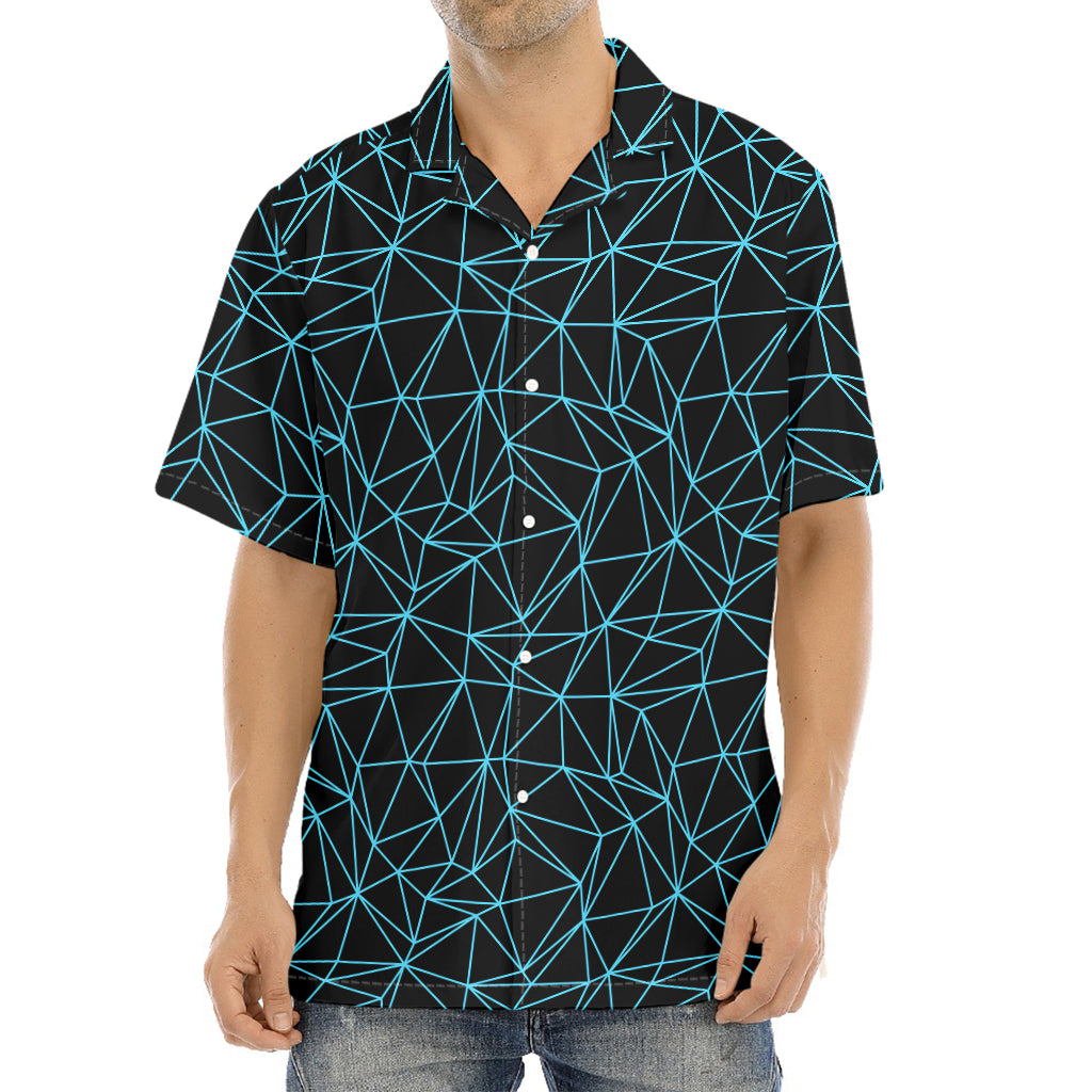 Black And Blue Geometric Mosaic Print Aloha Shirt