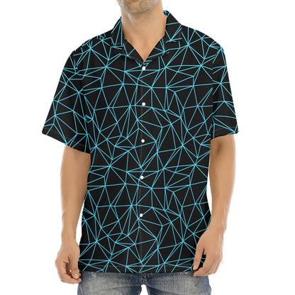 Black And Blue Geometric Mosaic Print Aloha Shirt