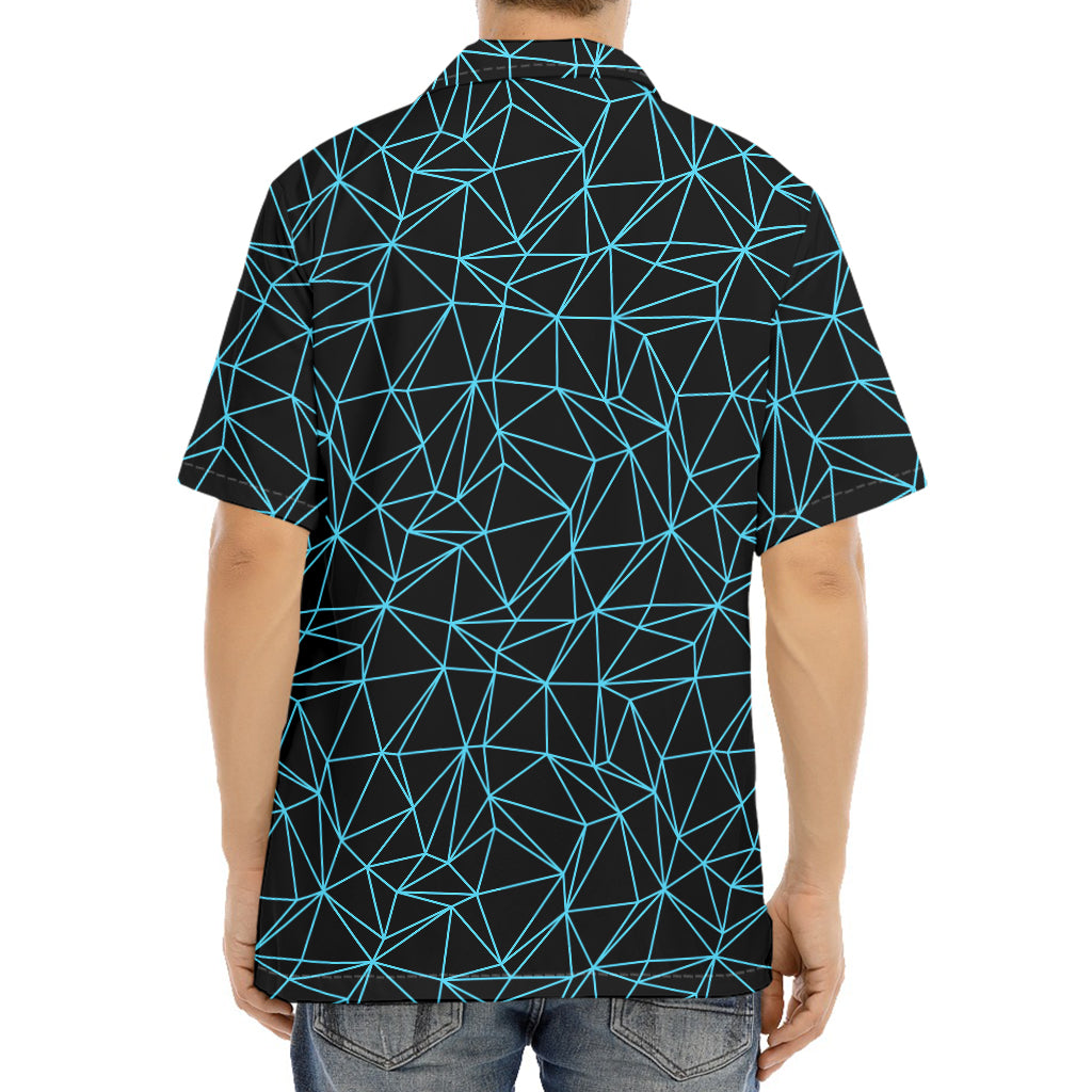 Black And Blue Geometric Mosaic Print Aloha Shirt