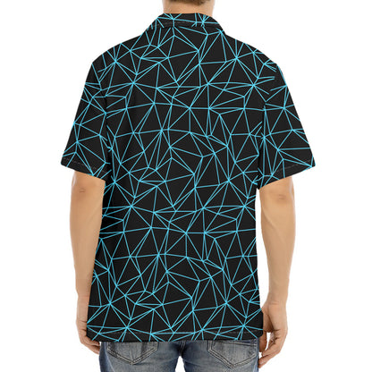 Black And Blue Geometric Mosaic Print Aloha Shirt