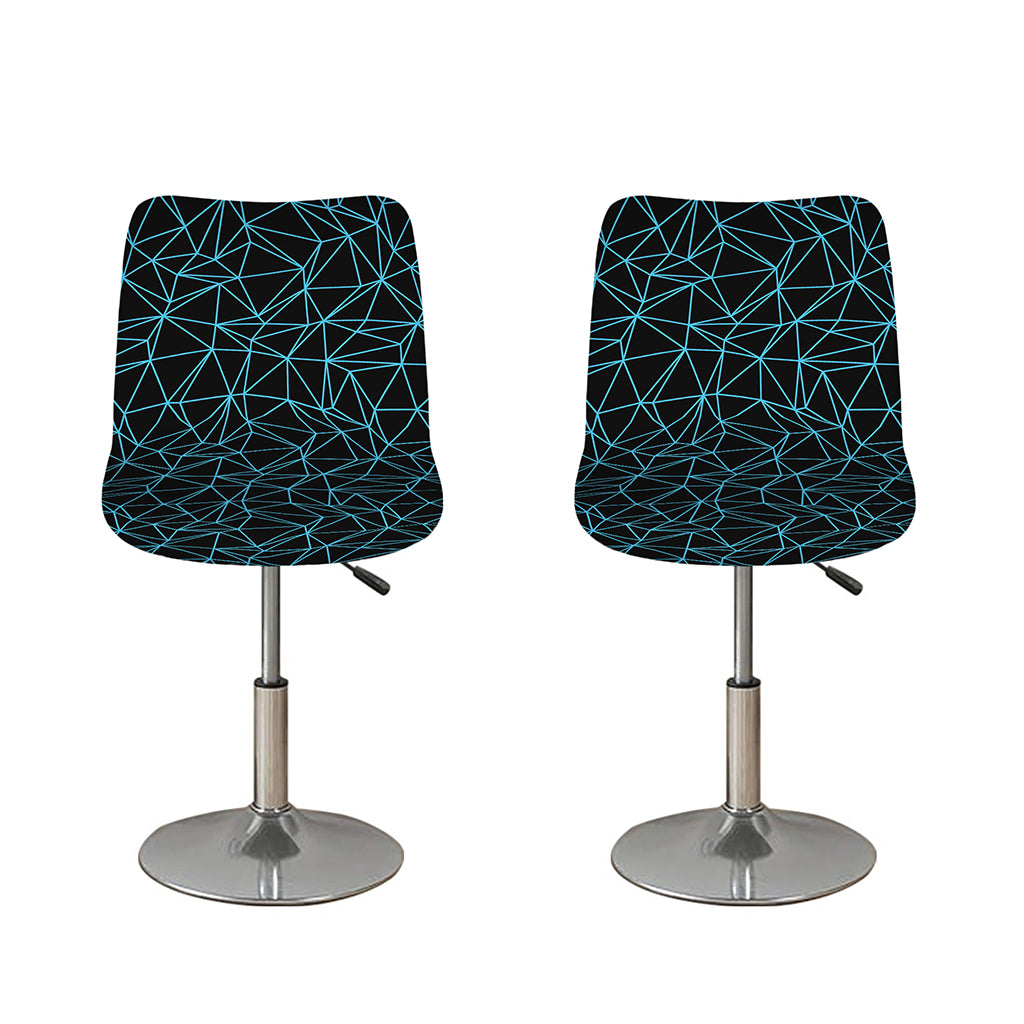 Black And Blue Geometric Mosaic Print Bar Stool Covers