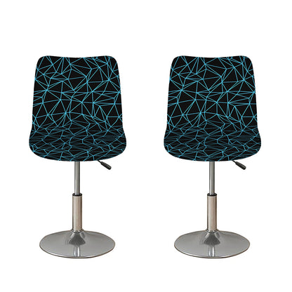 Black And Blue Geometric Mosaic Print Bar Stool Covers