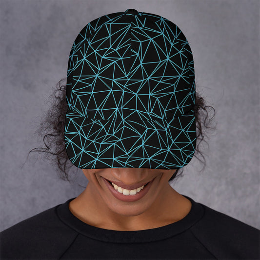 Black And Blue Geometric Mosaic Print Baseball Cap