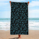 Black And Blue Geometric Mosaic Print Beach Towel