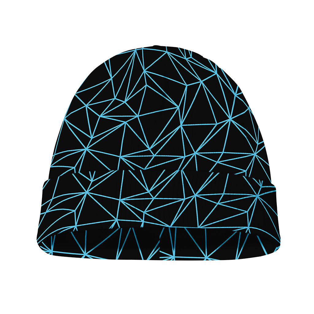 Black And Blue Geometric Mosaic Print Beanie