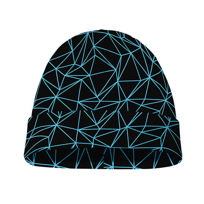 Black And Blue Geometric Mosaic Print Beanie