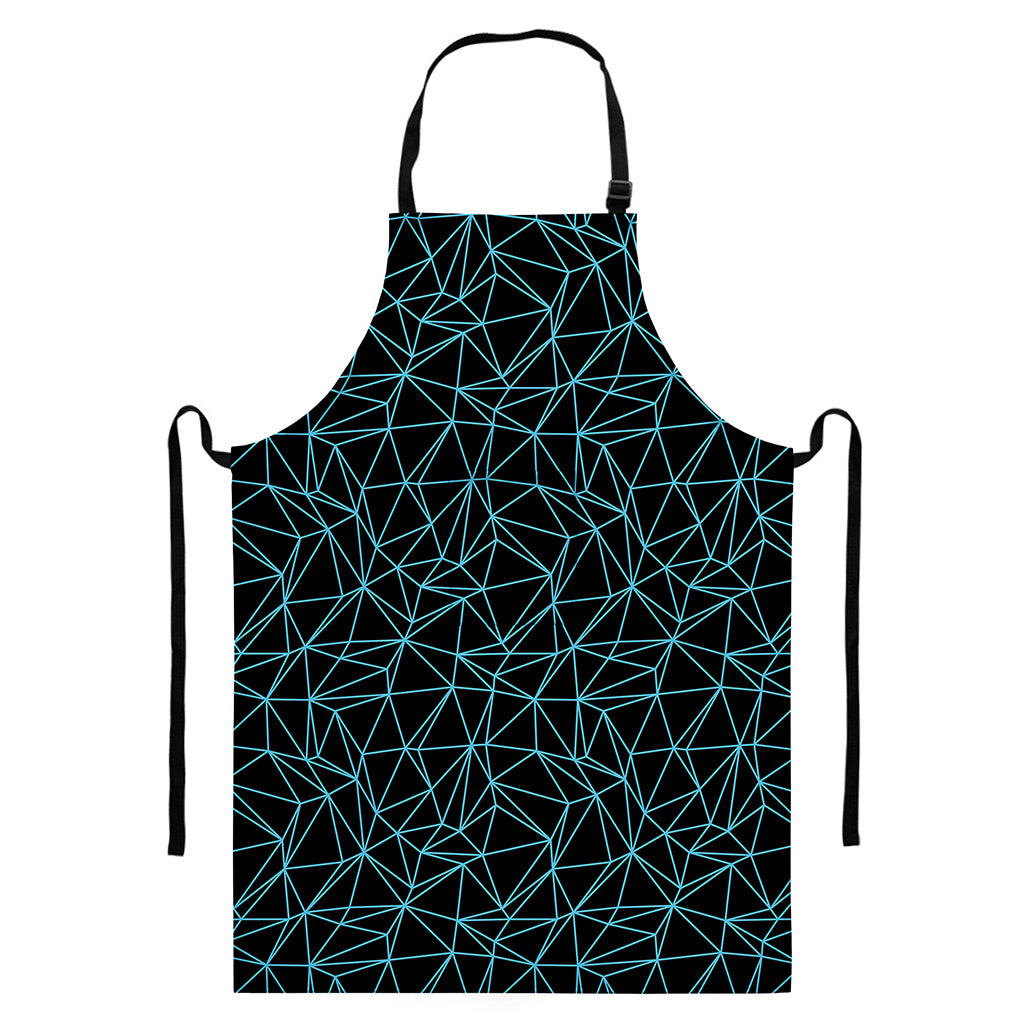 Black And Blue Geometric Mosaic Print Bib Apron With Pocket