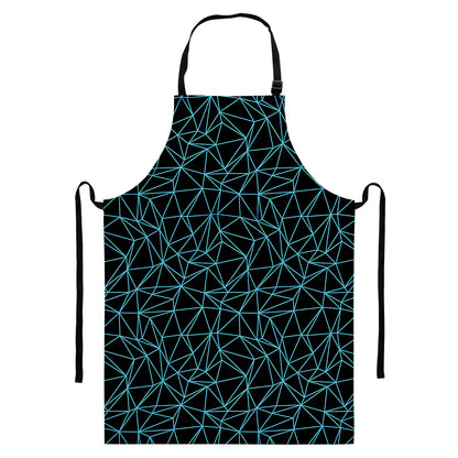 Black And Blue Geometric Mosaic Print Bib Apron With Pocket