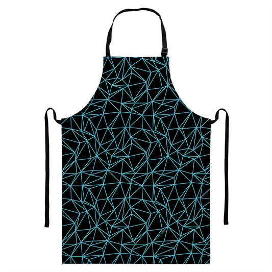 Black And Blue Geometric Mosaic Print Bib Apron With Pocket