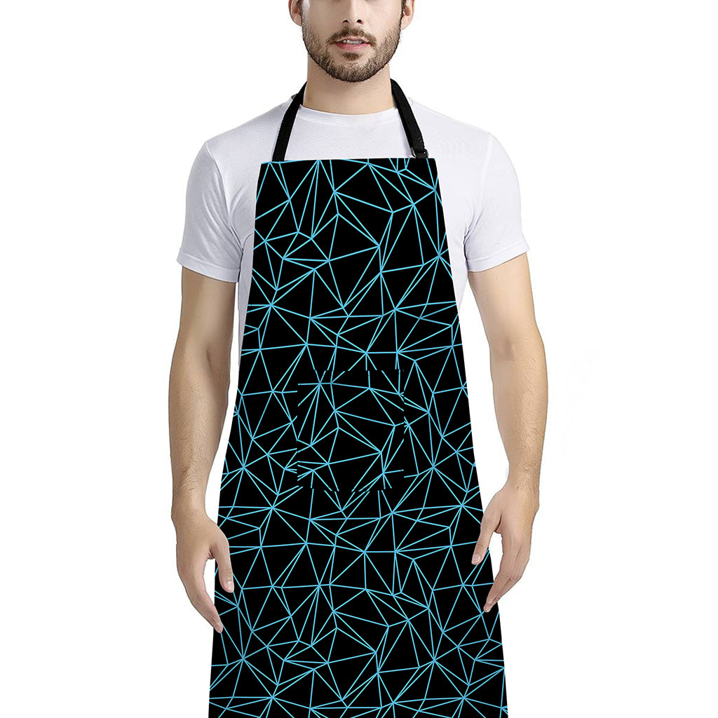 Black And Blue Geometric Mosaic Print Bib Apron With Pocket
