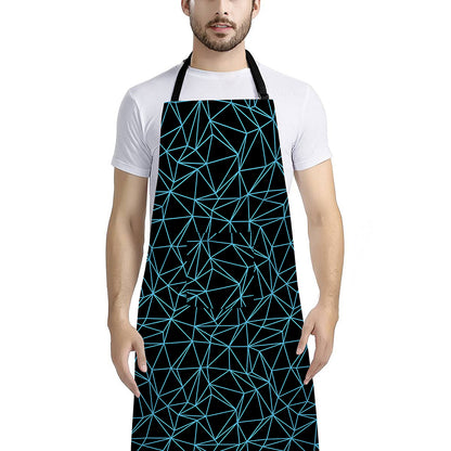 Black And Blue Geometric Mosaic Print Bib Apron With Pocket