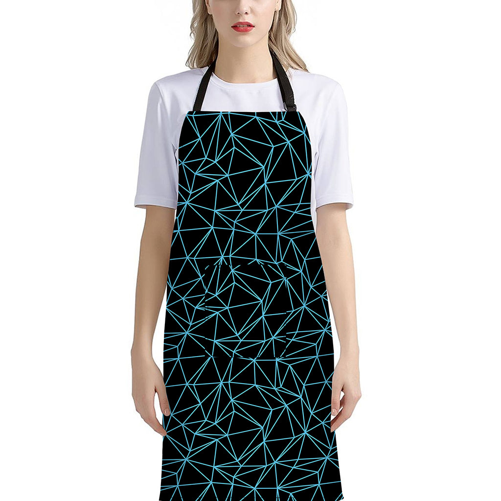 Black And Blue Geometric Mosaic Print Bib Apron With Pocket