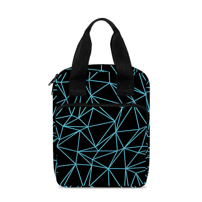 Black And Blue Geometric Mosaic Print Bible Tote Bag