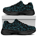 Black And Blue Geometric Mosaic Print Black Chunky Shoes